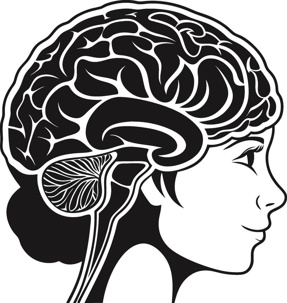 Brain Silhouette for Neuroscience Concept vector
