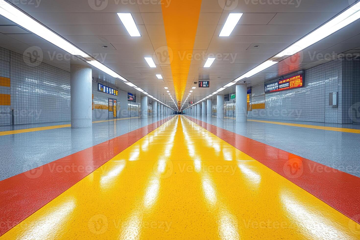 Brightly Lit Subway Station Corridor Architecture photo