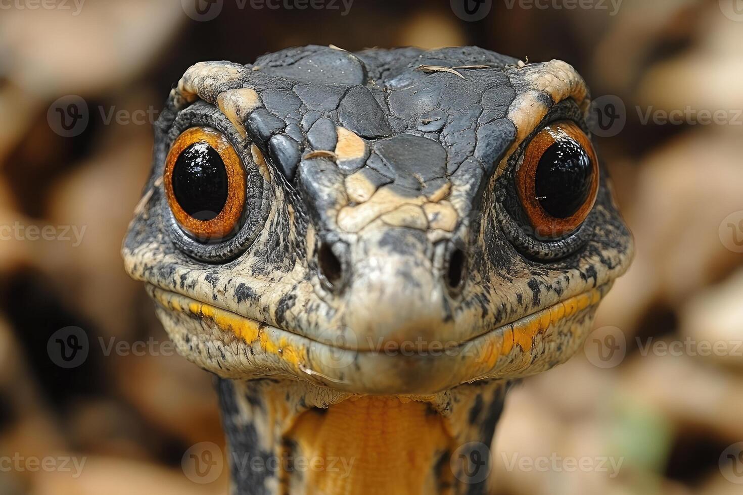 Close Up of a Unique Reptile with Orange Eyes photo