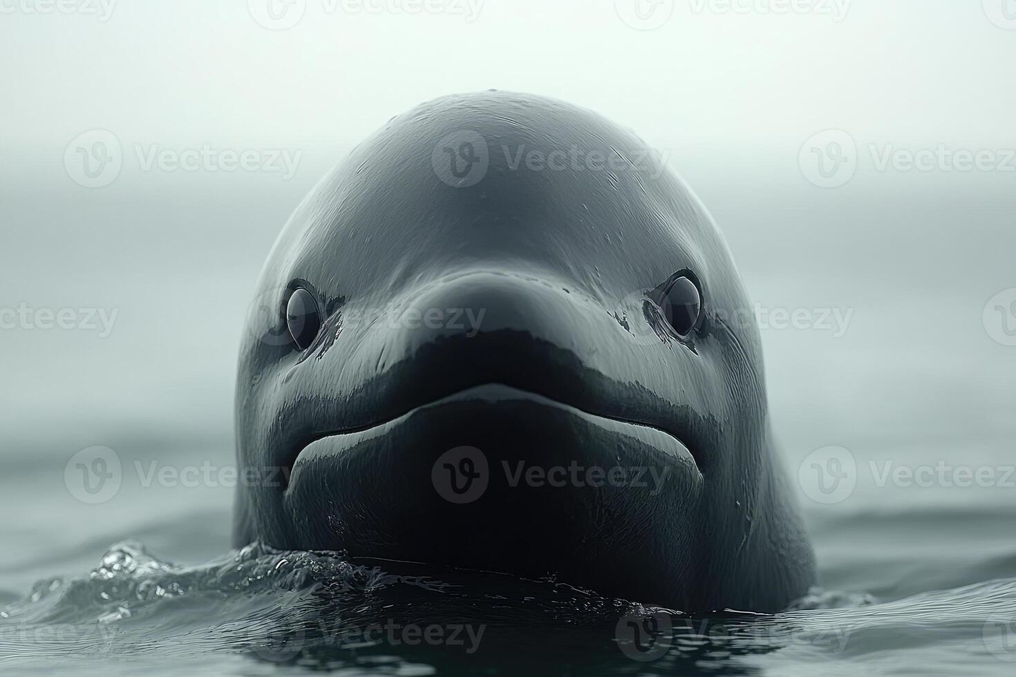Dark Dolphin Emerging From Ocean Water photo