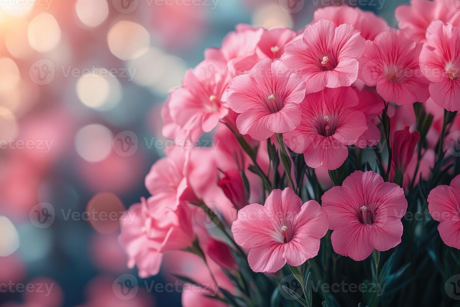 Delicate Pink Flowers Blooming Softly In Light photo