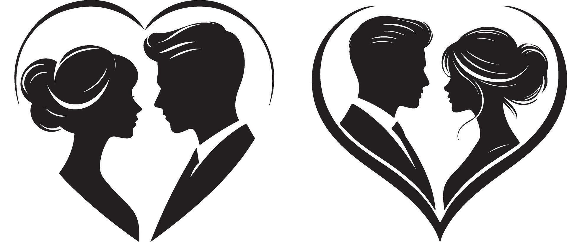 Timeless Love, Black and White Silhouettes for Elegant Wedding Designs vector