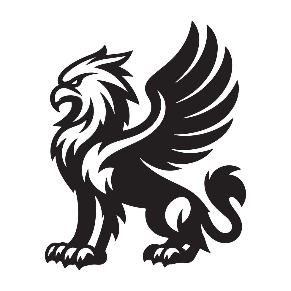Dynamic Griffin Creature as a Mascot on a Blank White Canvas vector