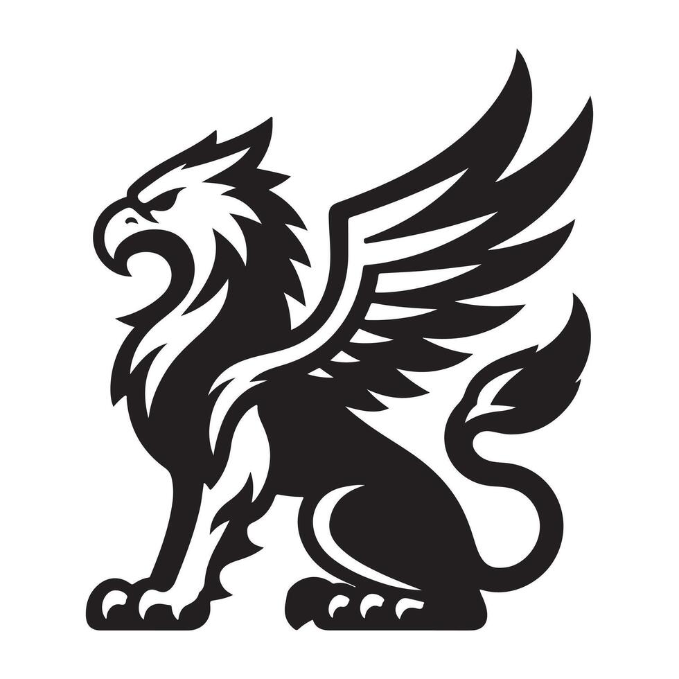 Elegant Griffin Beast Mascot on a Simple White Backdrop vector