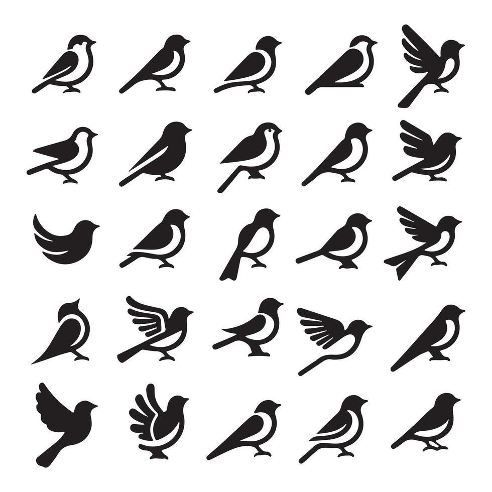 Complete Bird Silhouette Collection for Illustrations vector