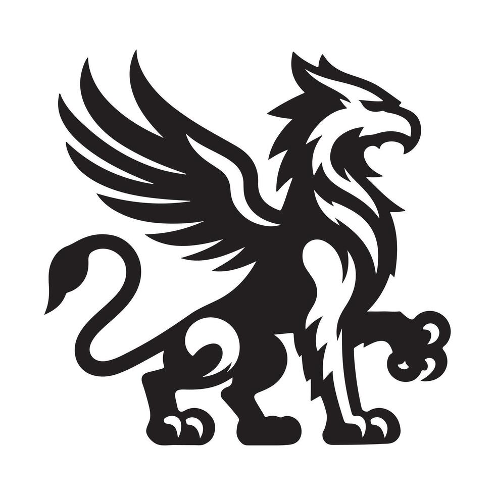 White Background with a Bold Griffin Creature Mascot vector