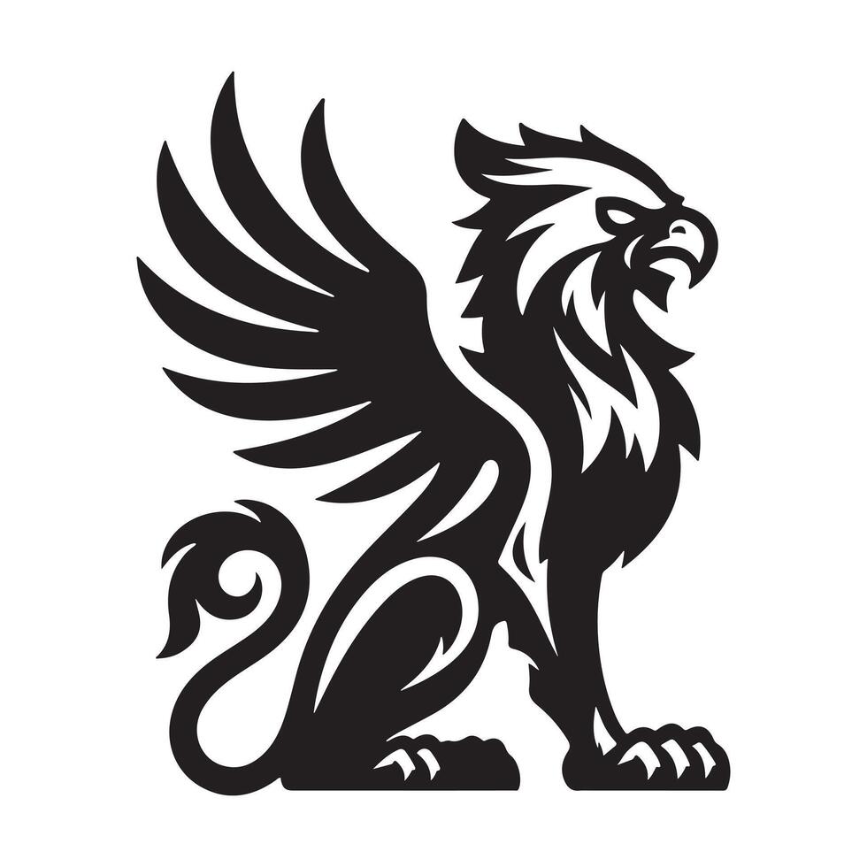 Powerful Griffin Animal Mascot Set Against White vector