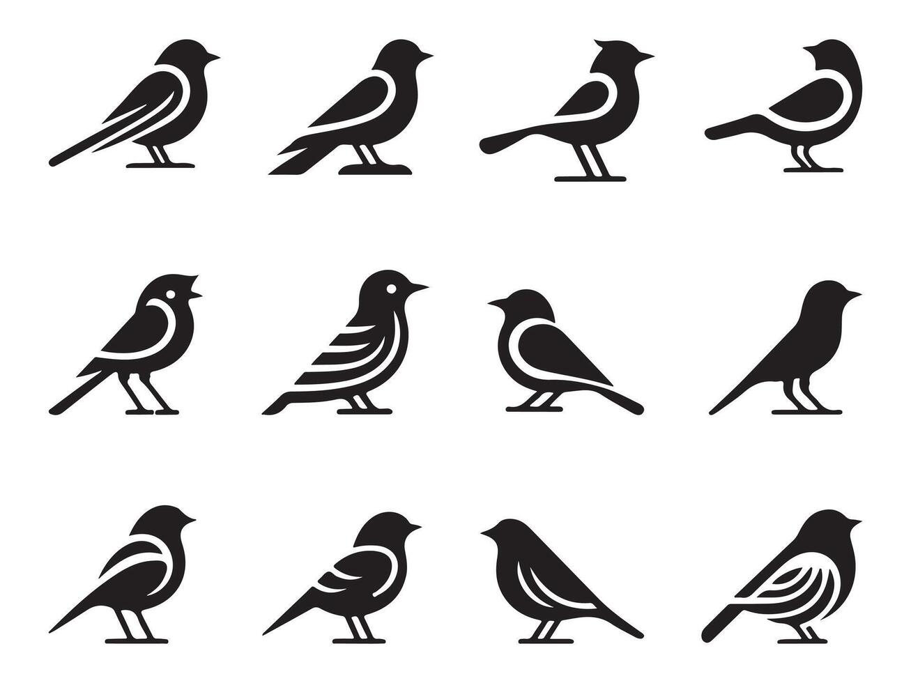 Set of Bird Silhouettes for Graphic Projects vector