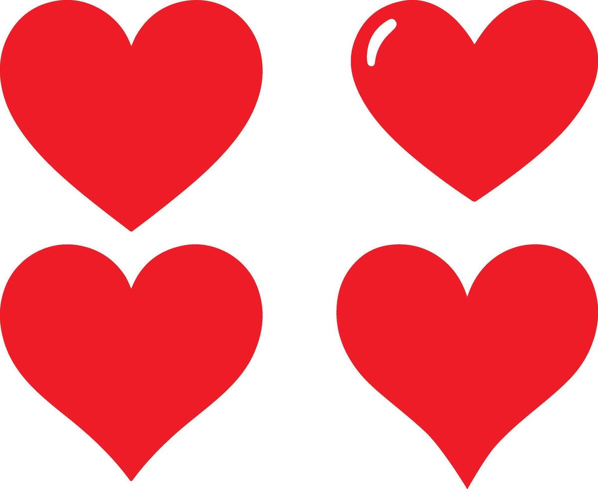 Minimalist Red Heart Icons, Valentine's Day Love Symbols in a Symmetrical Grid vector