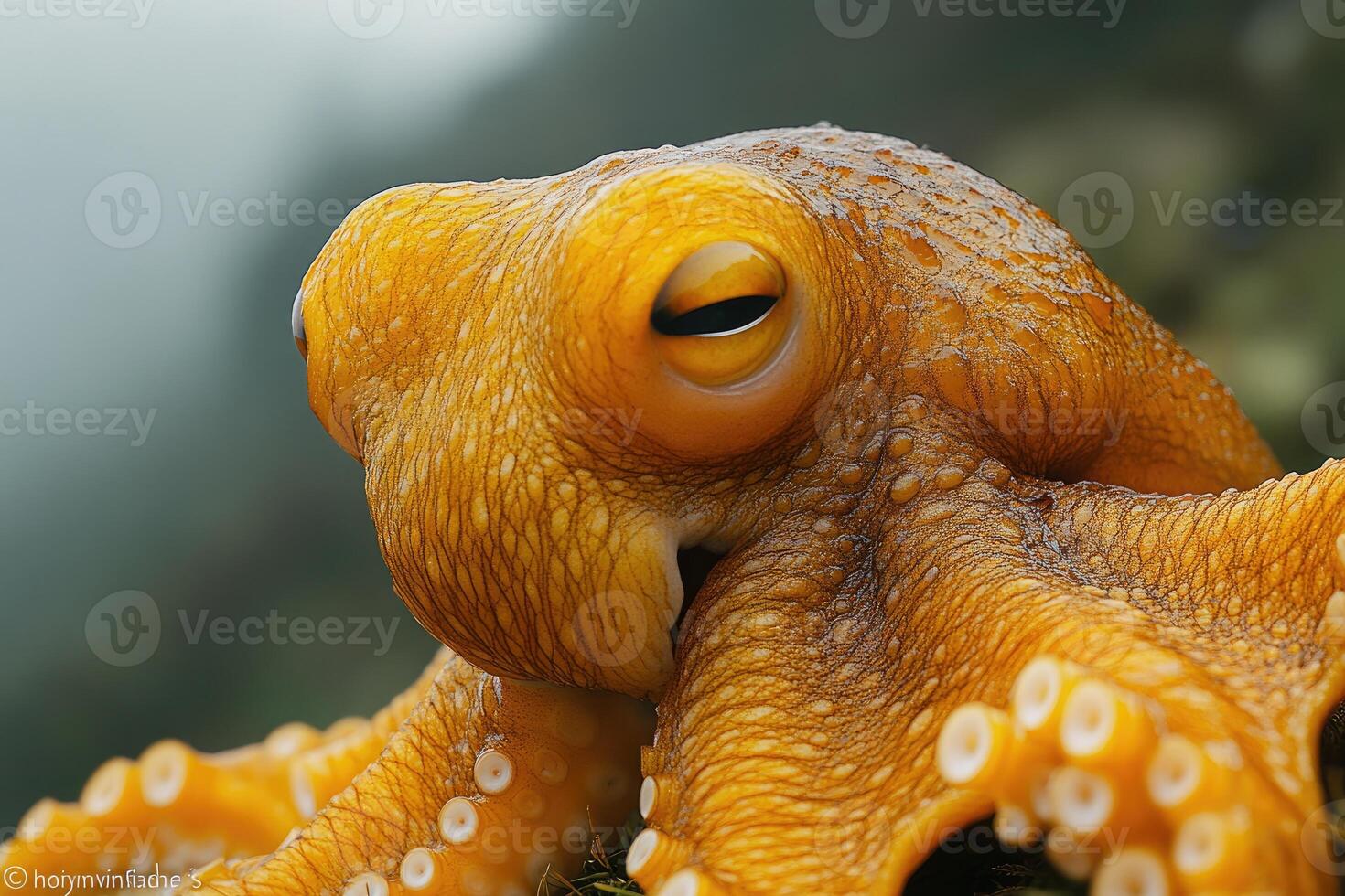 Golden Octopus Close Up Detailed View photo