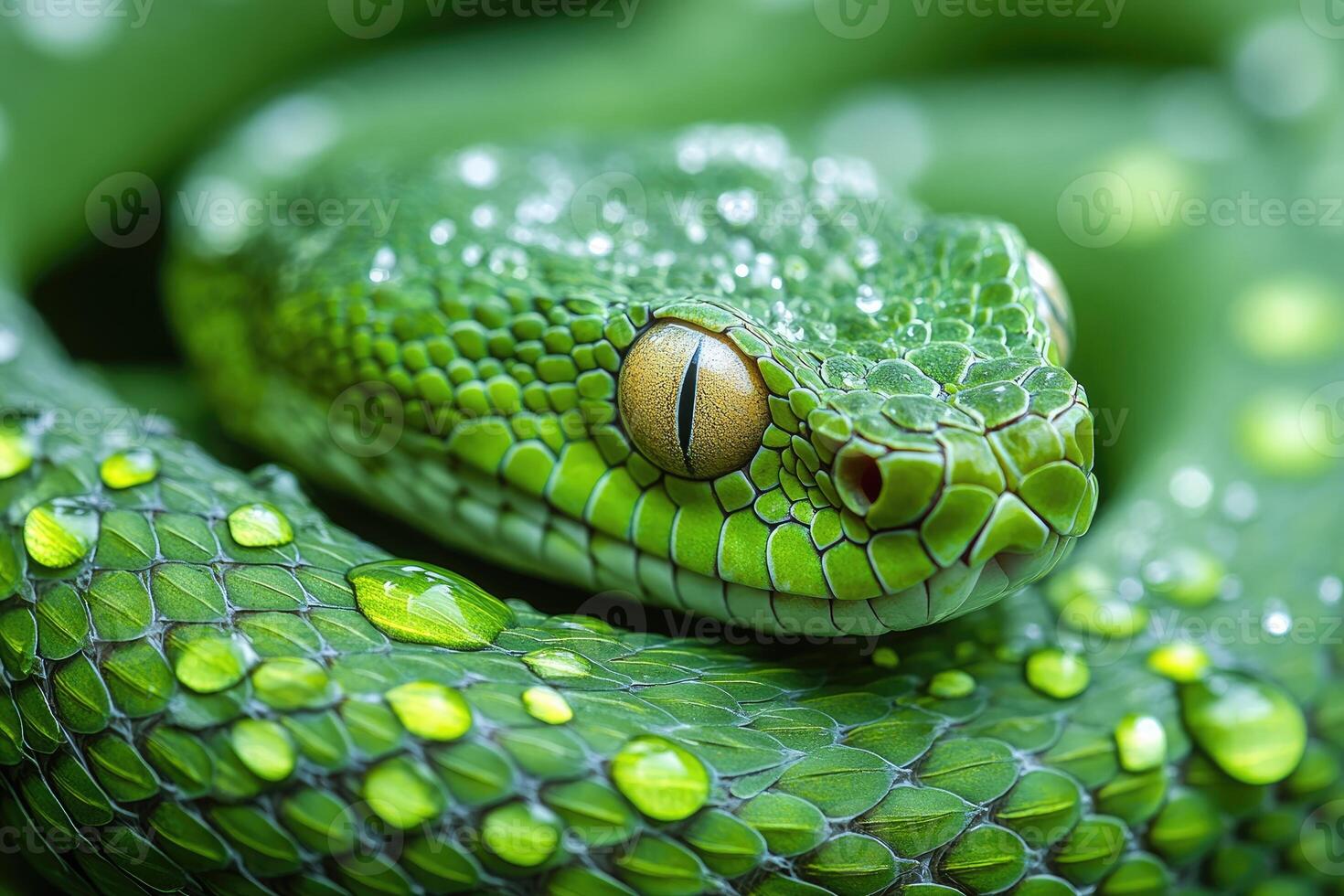 Green Tree Viper Close Up Showing Scales and Eye photo
