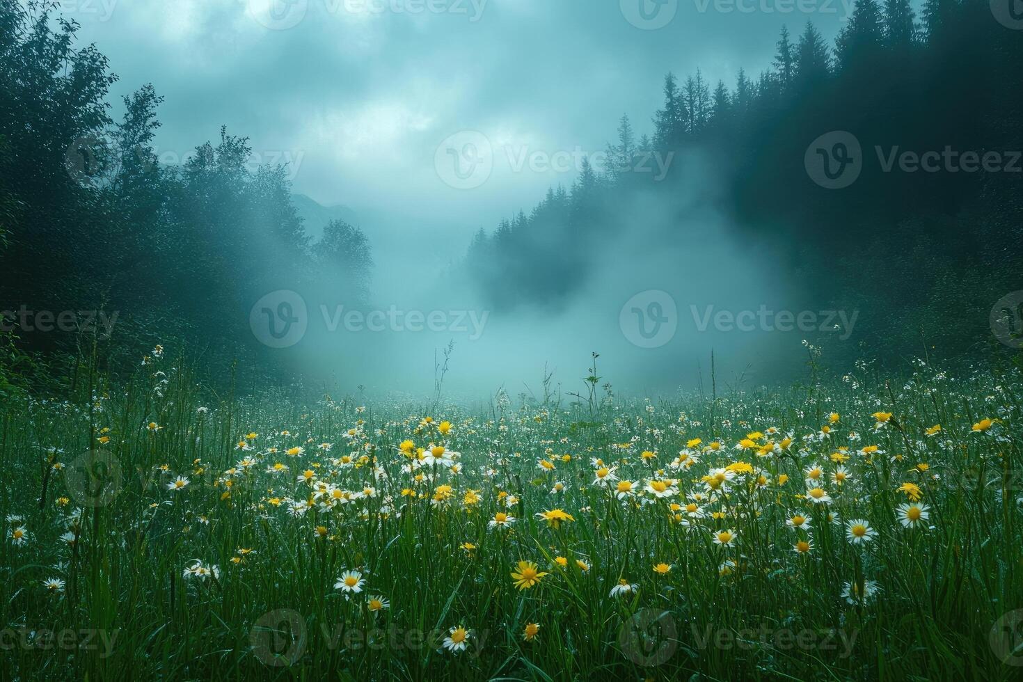 Misty Mountain Meadow Wildflowers Bloom photo