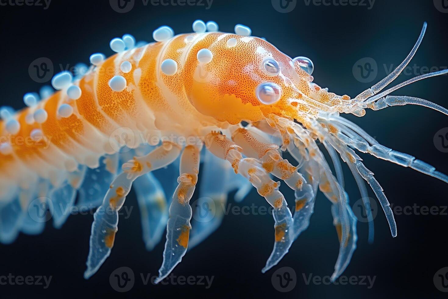 Orange and White Deep Sea Isopod Close Up photo