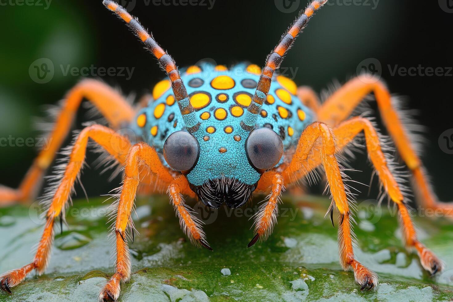 Vibrant Blue And Orange Beetle Close Up photo