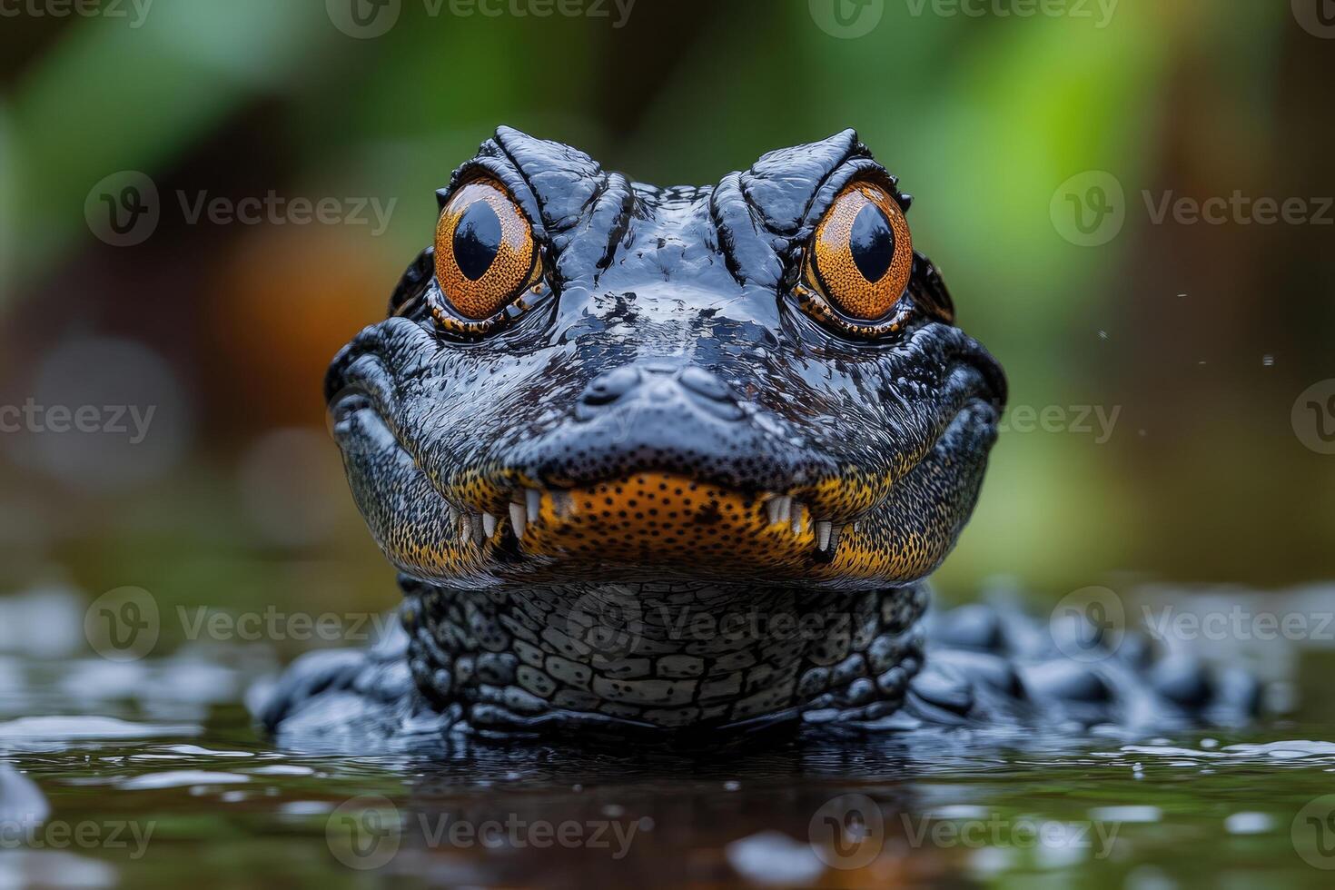 Young Alligator Emerging From Dark Water photo