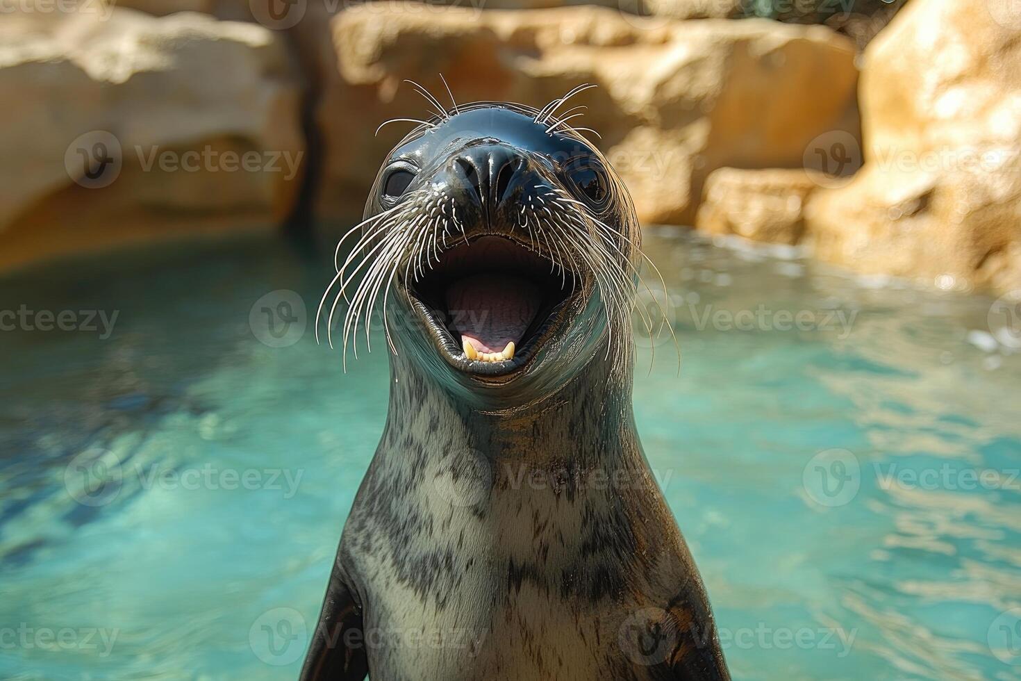 Young Seal Pup Open Mouth Showing Teeth photo