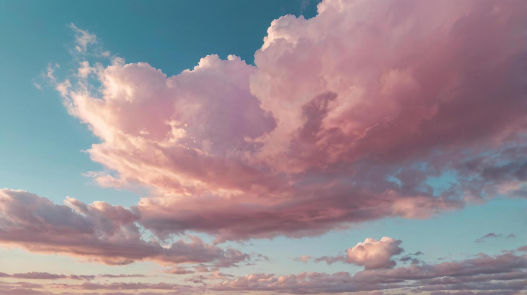 Beautiful sky with pink clouds photo