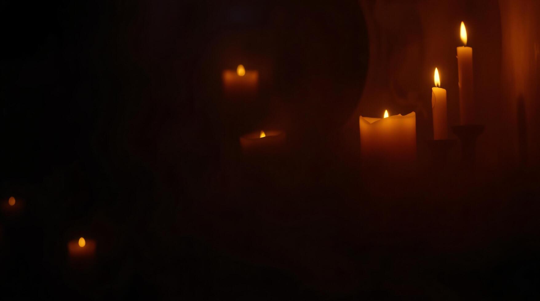 Candles in the dark with a black background photo