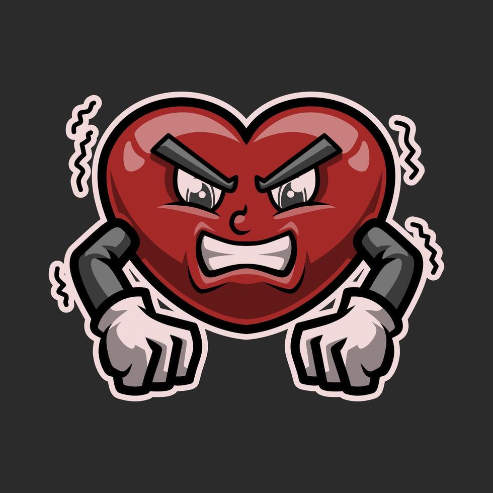 Love Angry Expression Mascot Illustration is perfect for your brand business vector