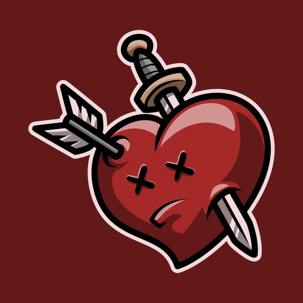 Love Is Destroyed Expression Mascot Illustration is perfect for your brand business vector