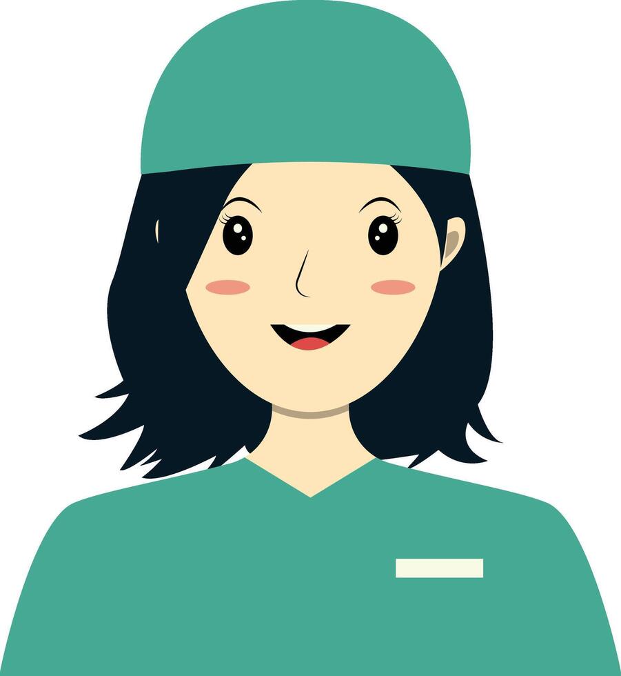 Nurse Avatar with Green Clothes Design vector