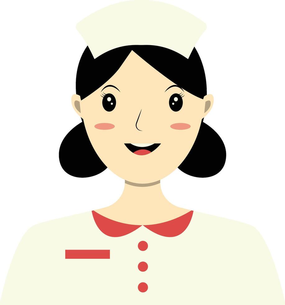 Woman Nurse in White Clothes and Hat vector