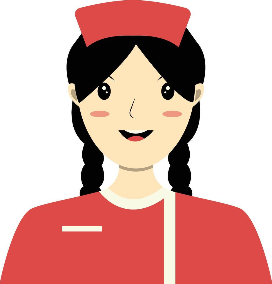 Nurse Avatar with Red Uniform vector