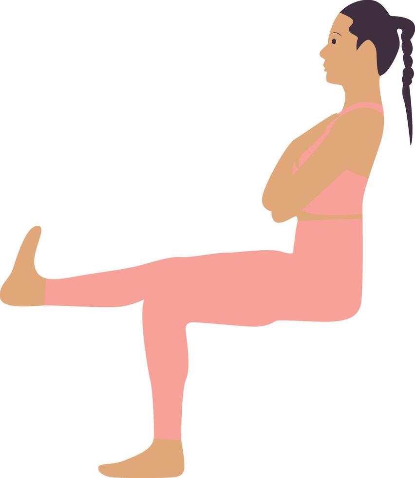 Women Yoga Pose Illustration in Flat Design vector