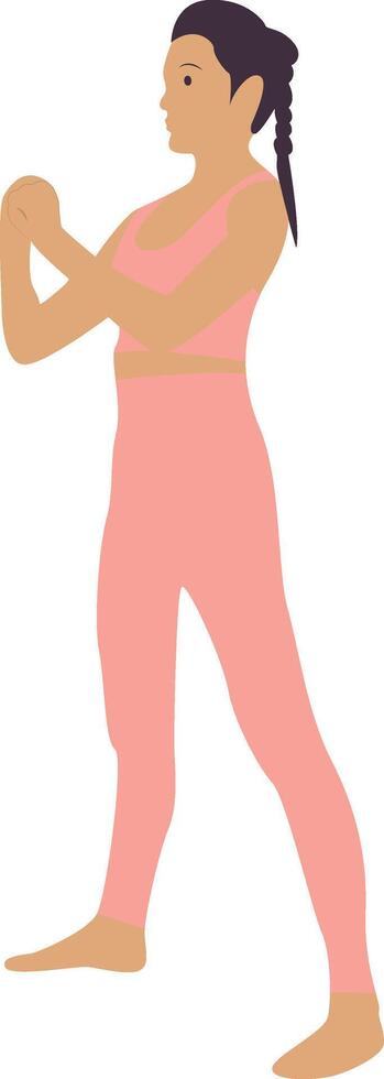 Woman Yoga Pose Illustration in Pink Sportswear vector