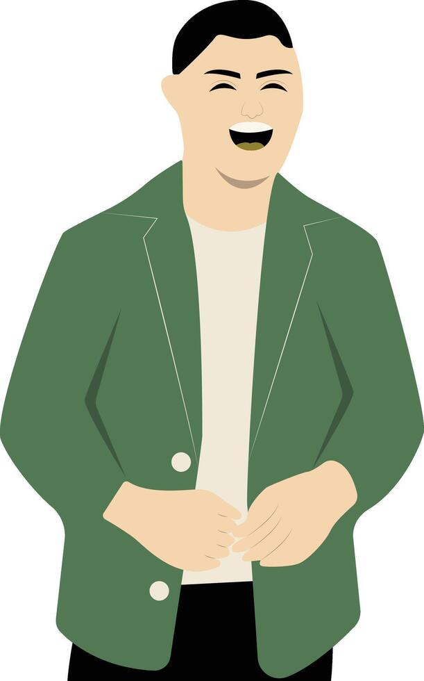 Boy Laugh with Green Clothes vector