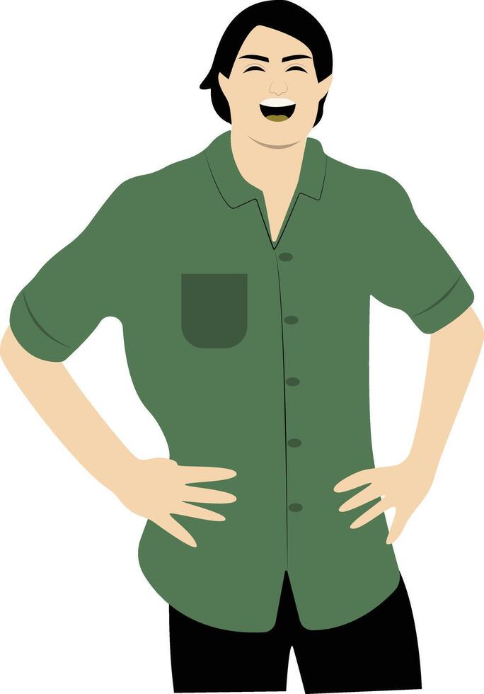 Human Laugh with Green Clothes vector