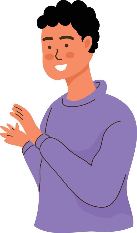 Excited Man Illustration with Cartoon Design vector