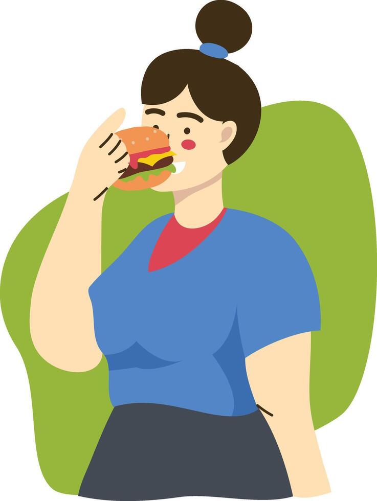 Person Eating Hamburger Illustration vector