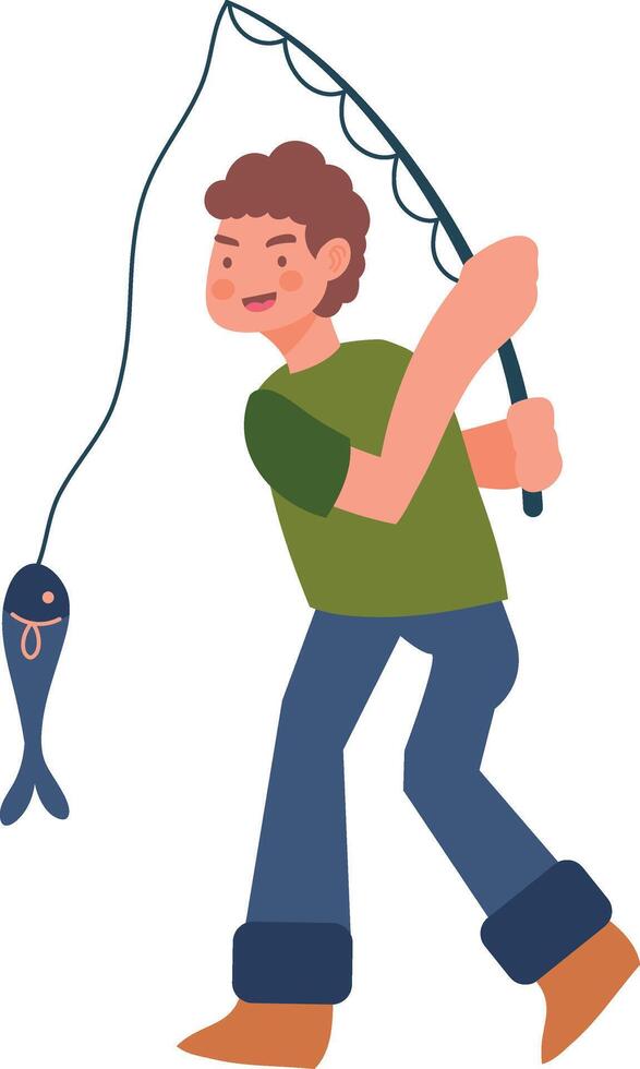 Fisherman Illustration on White Background vector