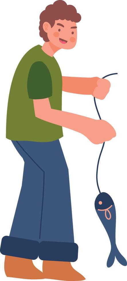 Fisherman Cartoon Character on White Background vector