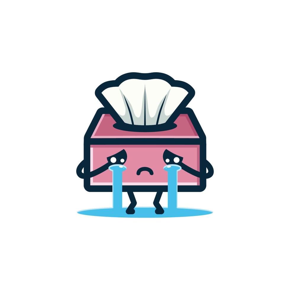 Sad Tissue Box Character Illustration vector