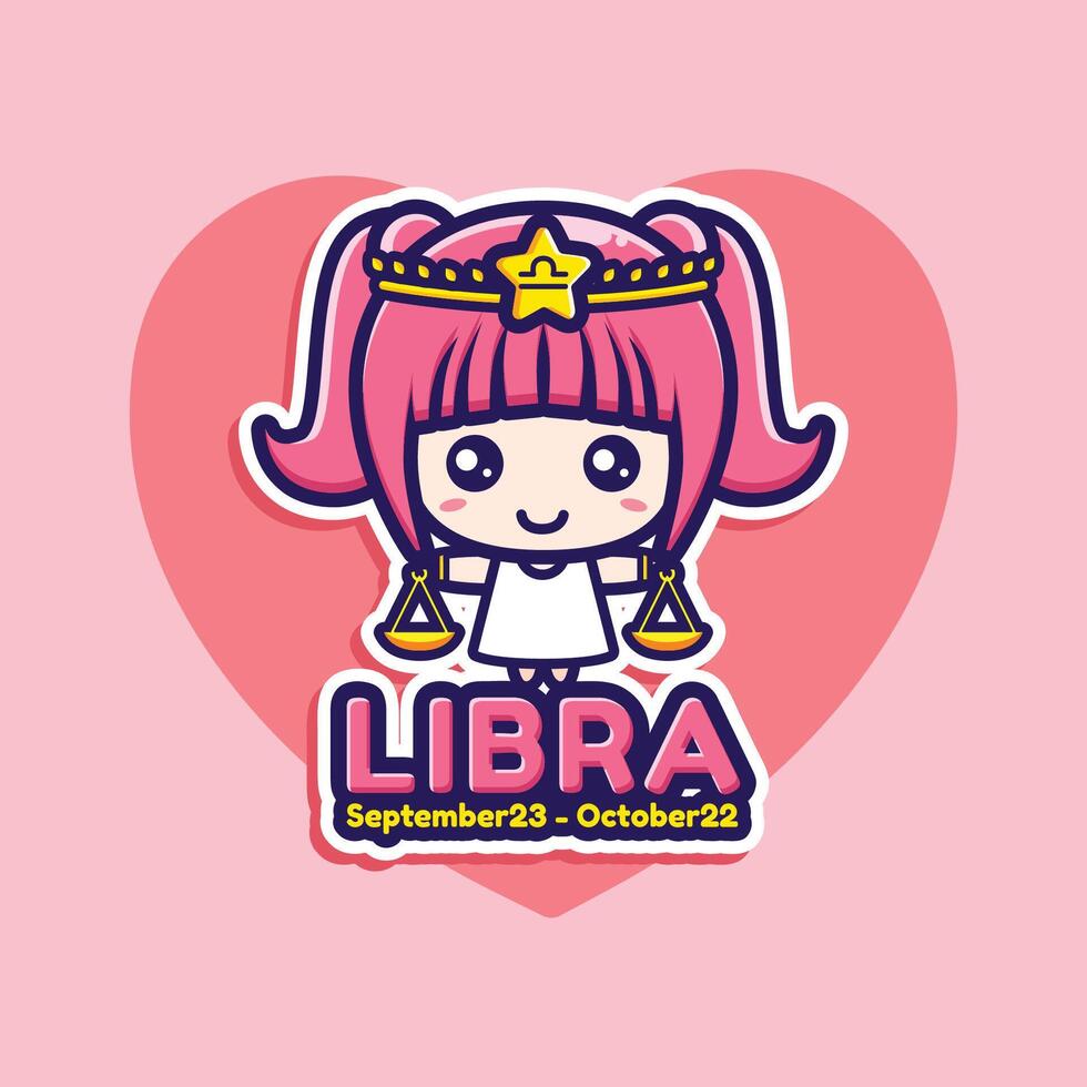 Cute Libra Zodiac Character Illustration vector