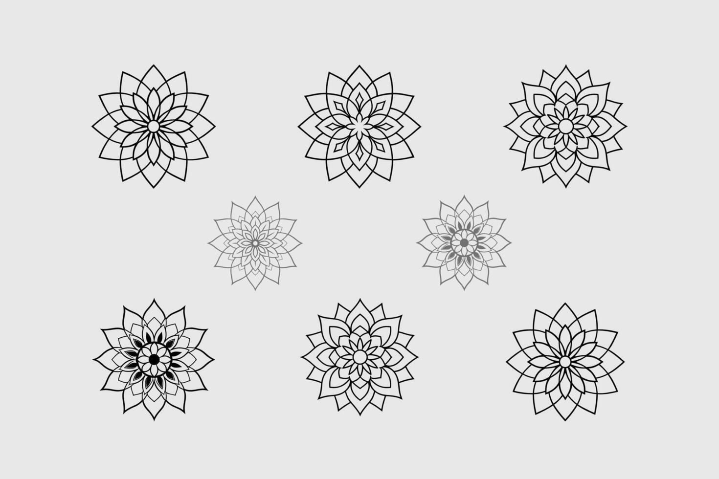 Mandala silhouette seton grey background vector