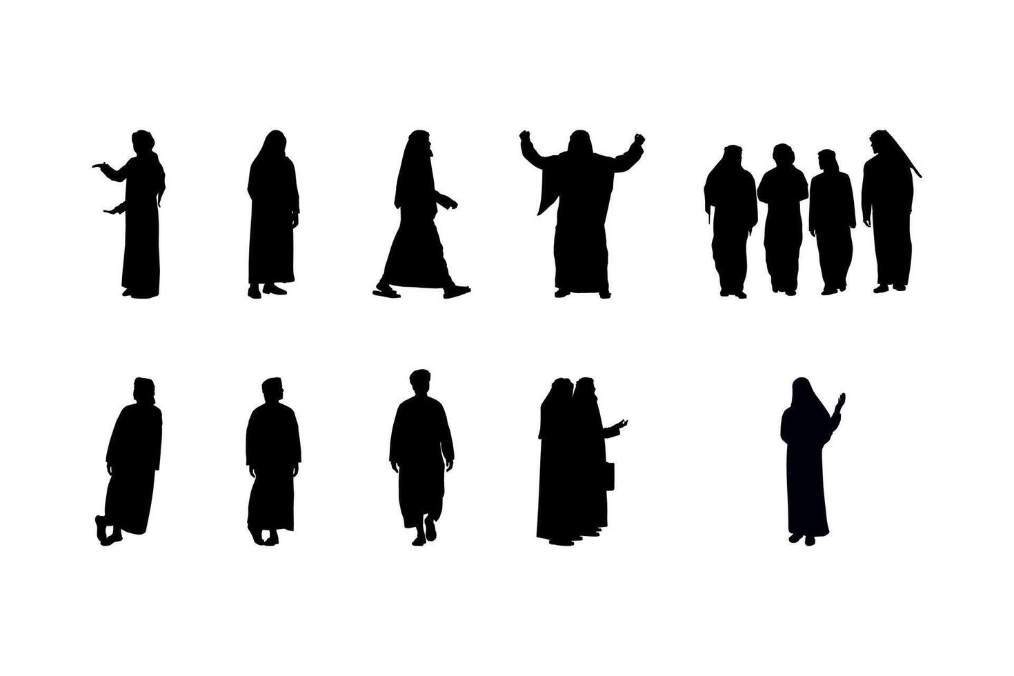 silhouette set Arabian man vector
