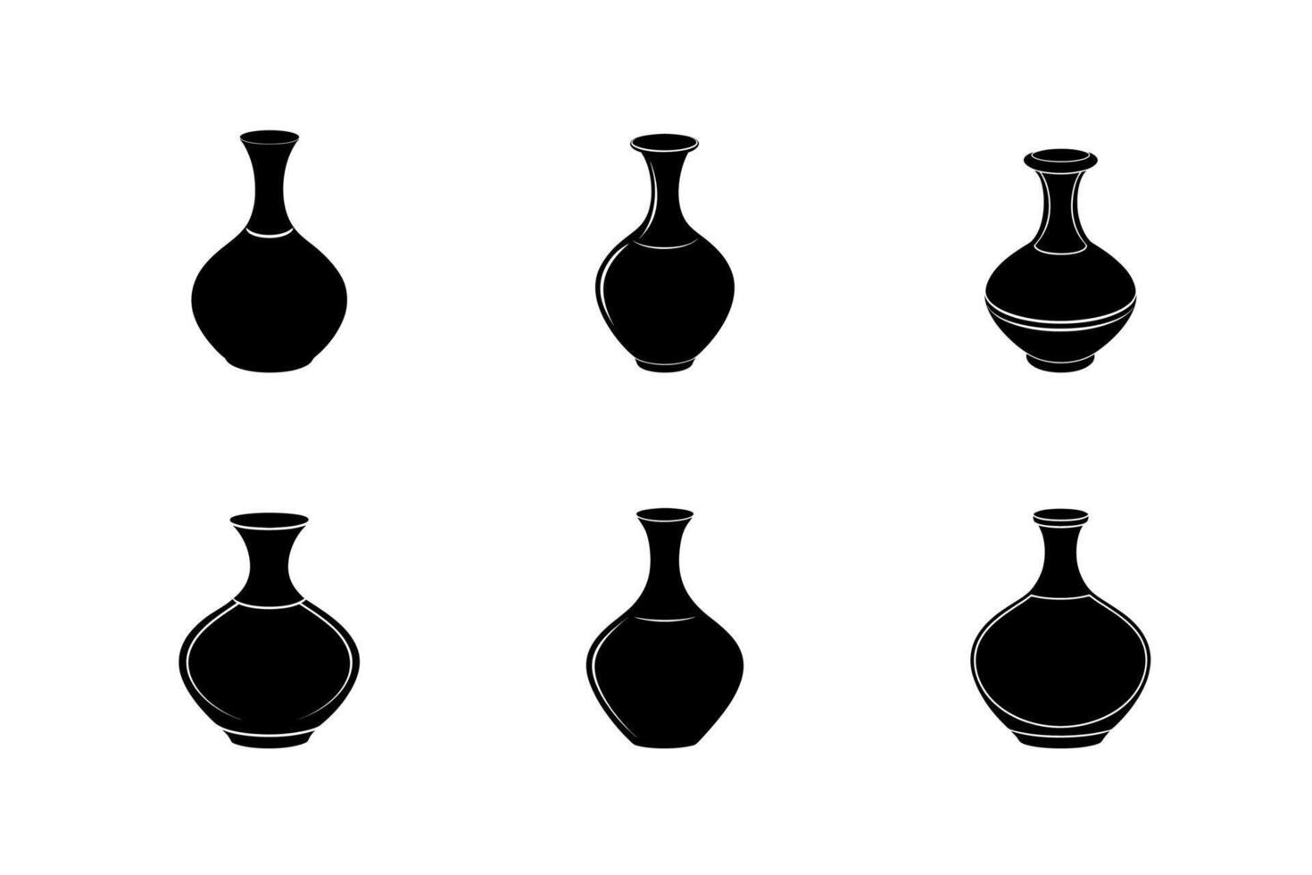 Pottery silhouette set on white background vector