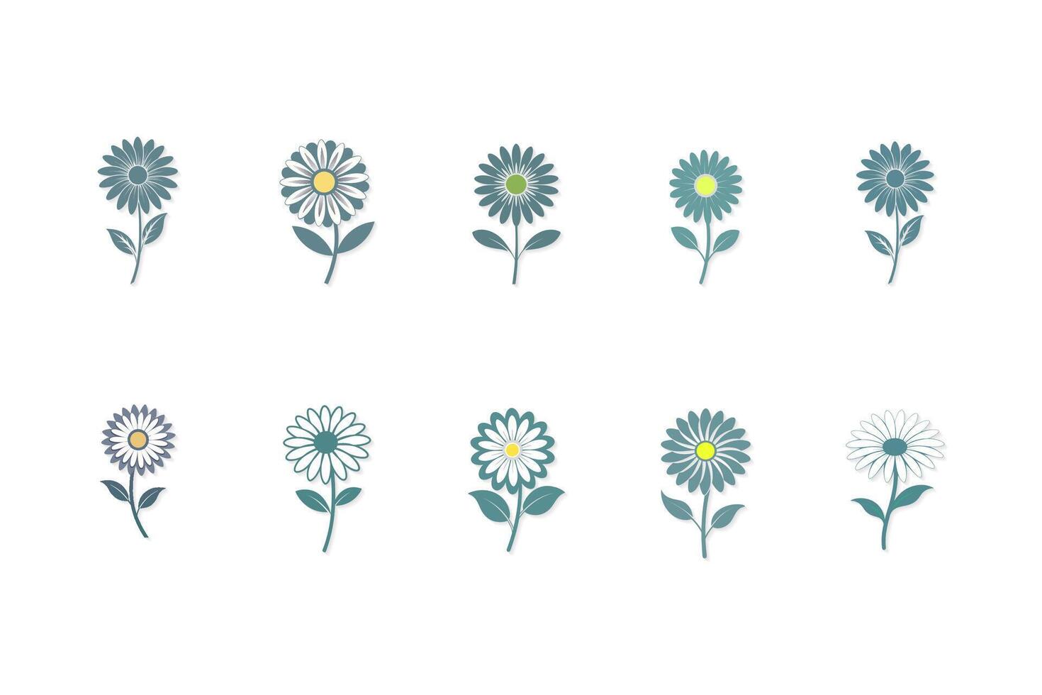 Daisy flower silhouette set vector