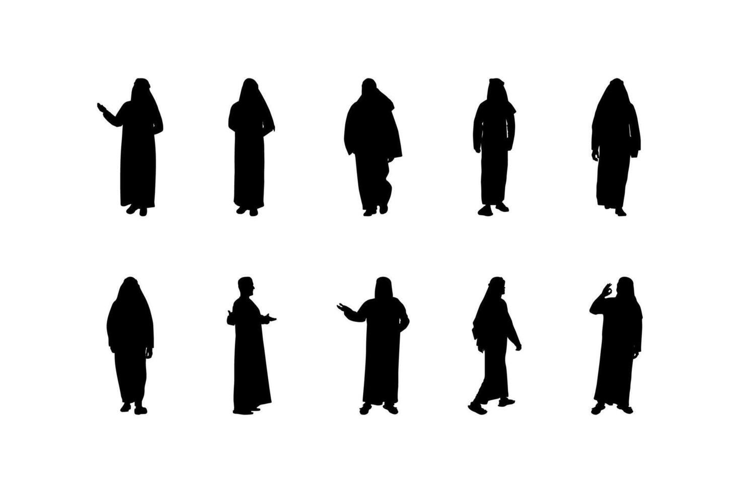Silhouette set of Arabian man vector