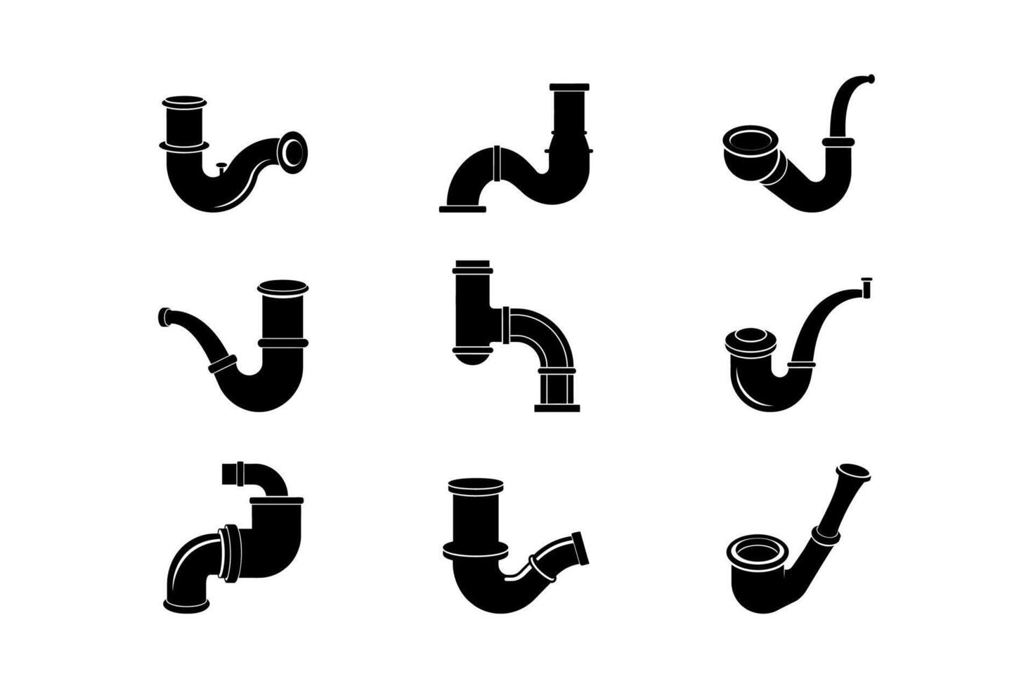 Pipe silhouette set vector