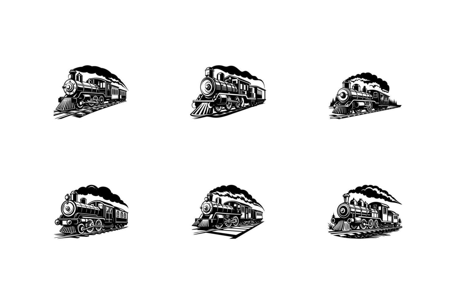 Train silhouette set vector