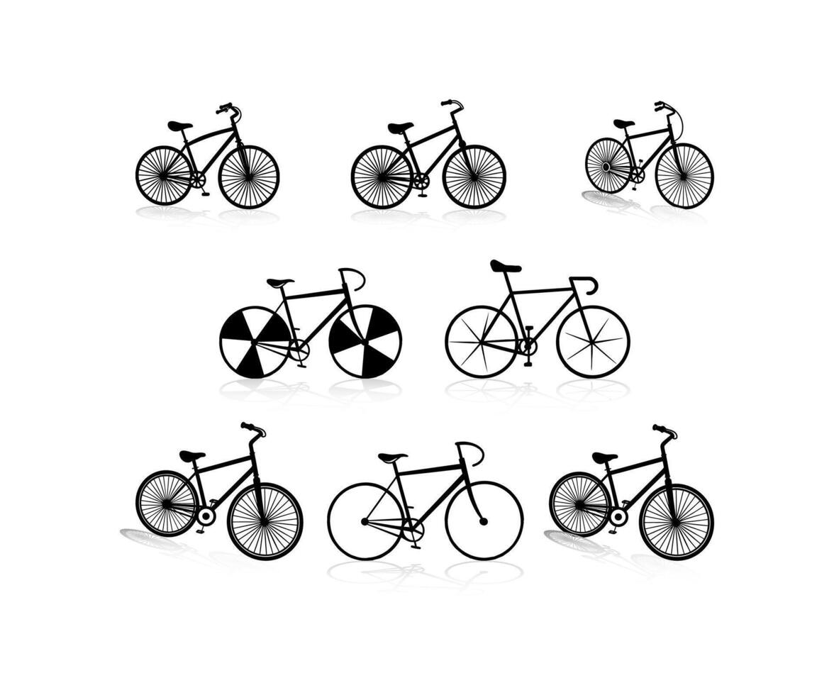 Bicycle silhouette set vector