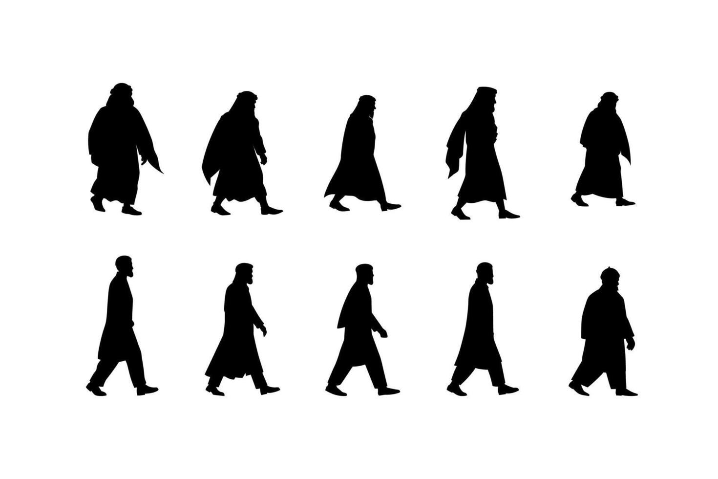 Arabian man silhouette set 07 vector