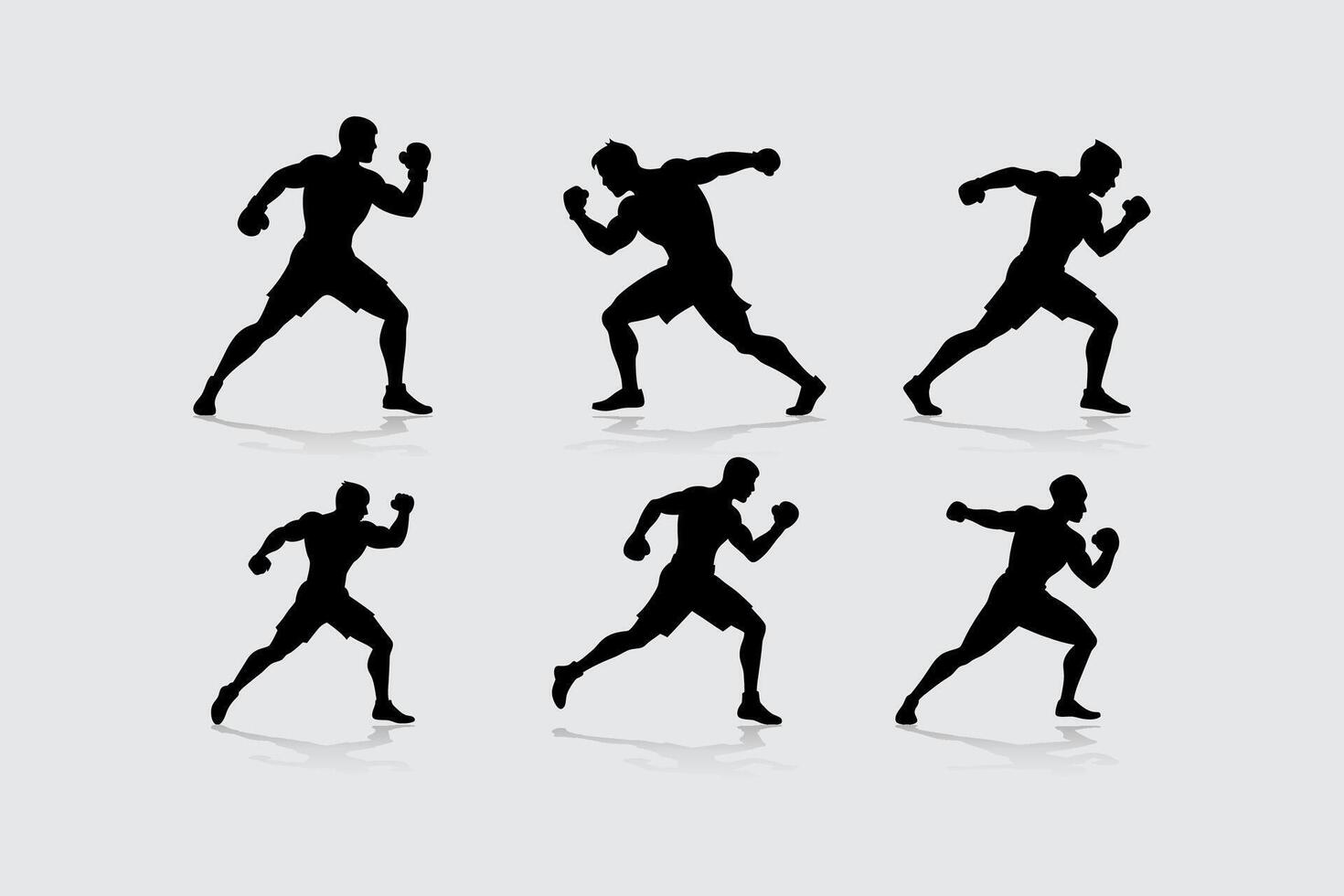 Boxing player silhouette set 01 vector