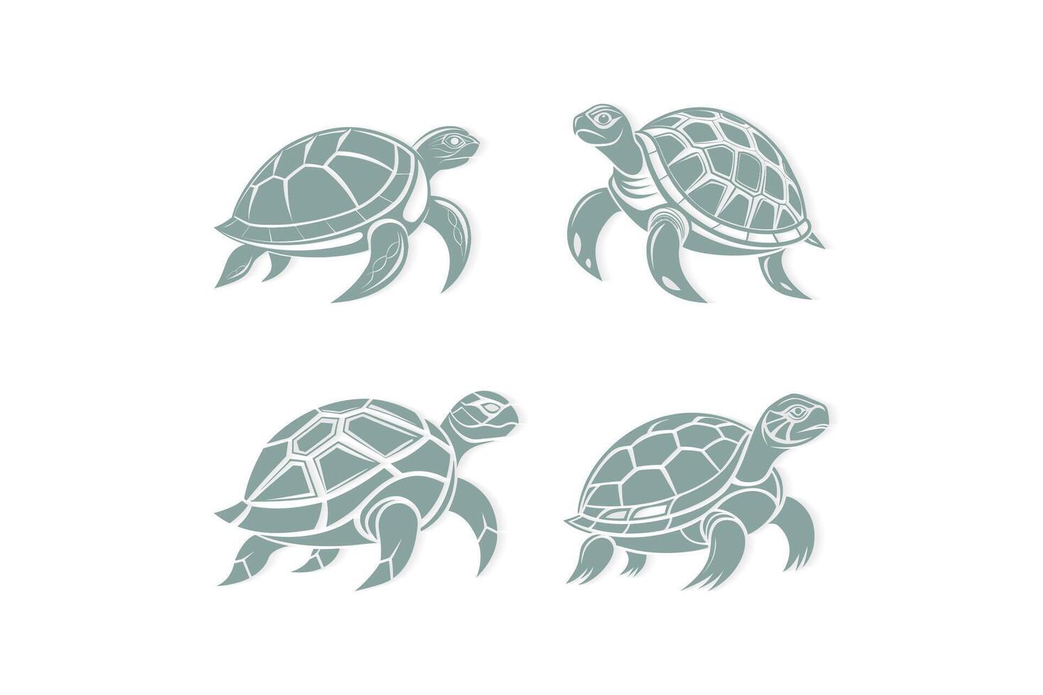 Turtle silhouette set vector