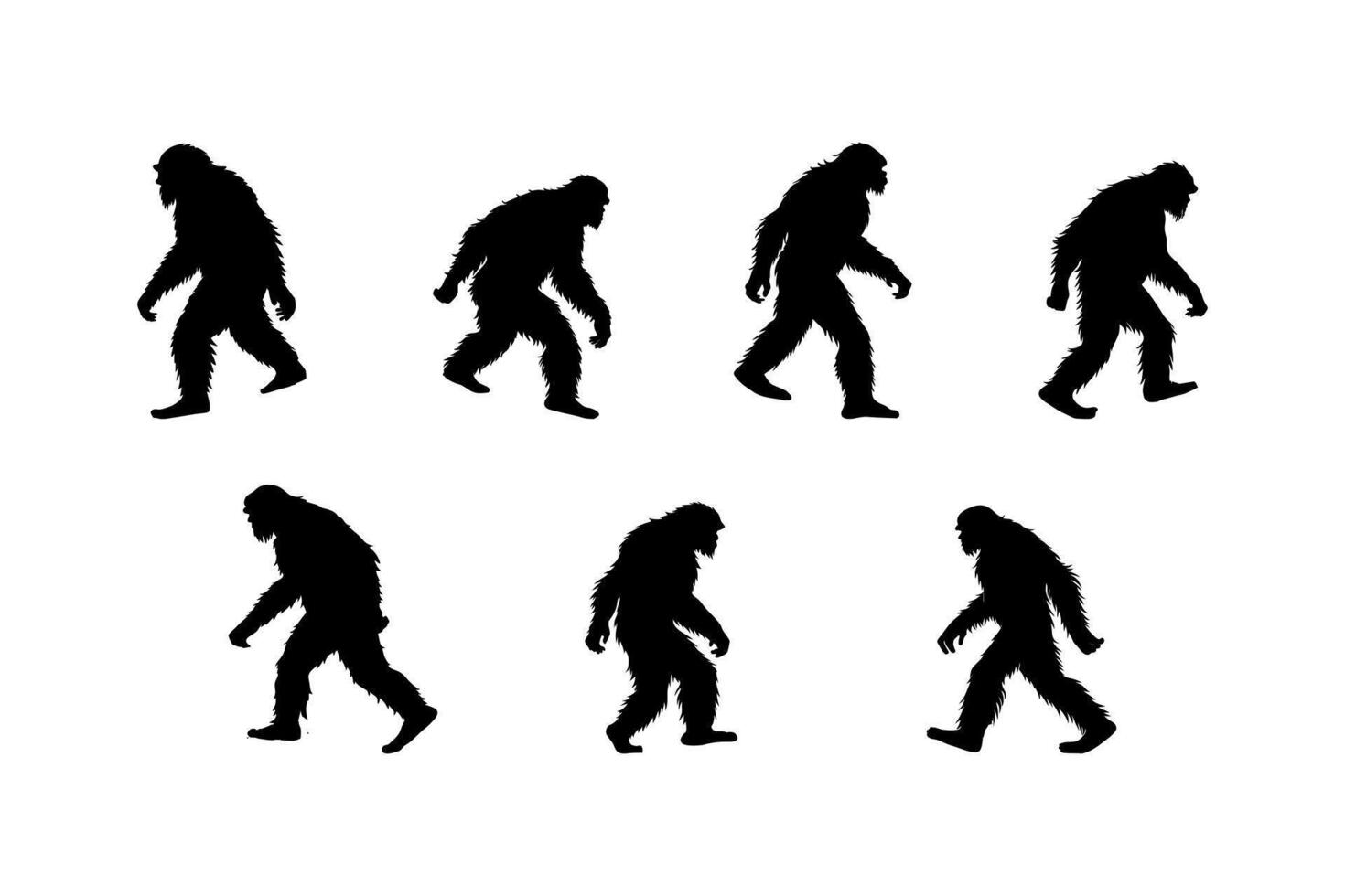 Bigfoot silhouette set vector