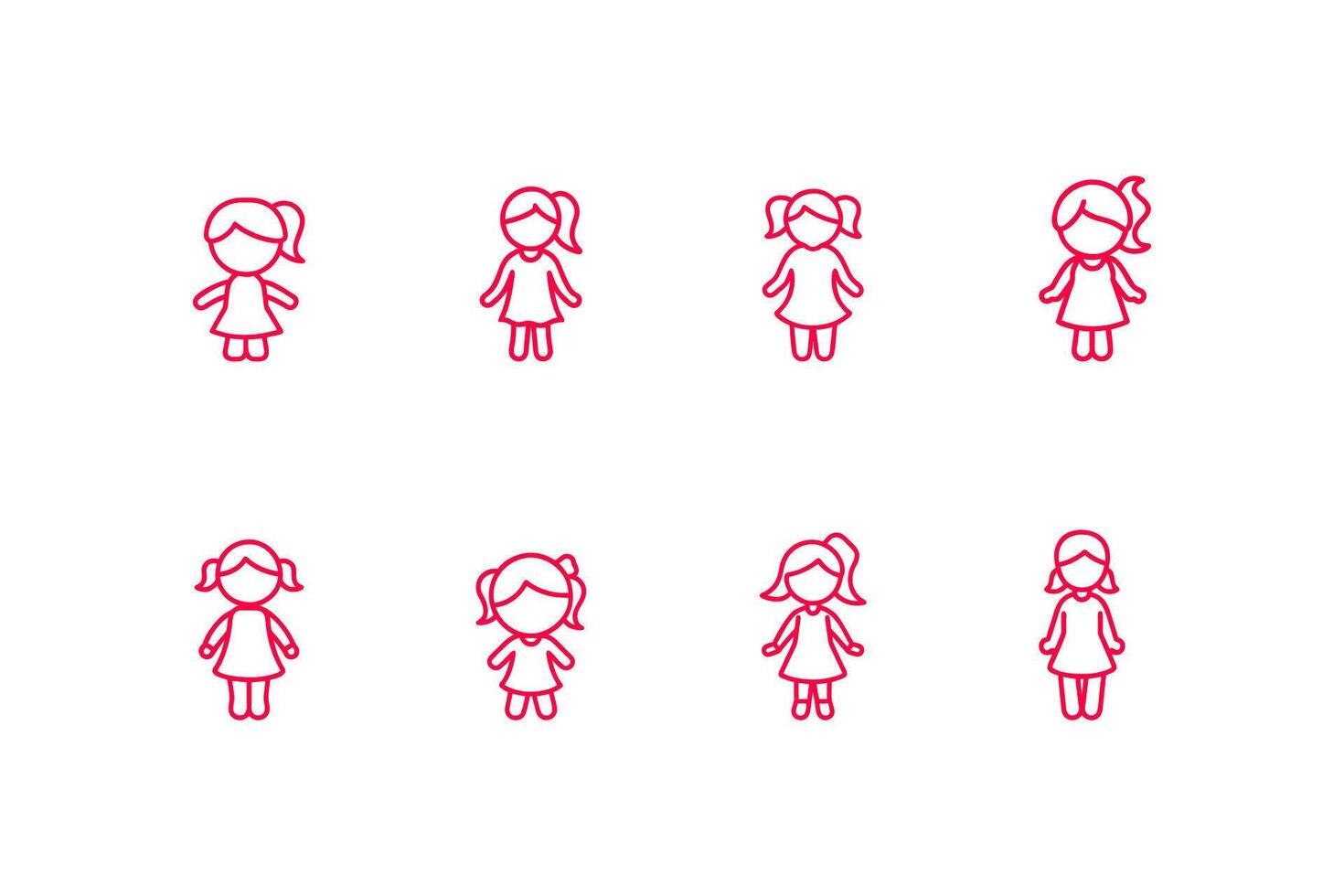 Girl icon silhouette outline vector